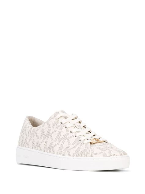 michael michael kors logo high-top sneakers grey white|Michael Kors white sneakers sale.